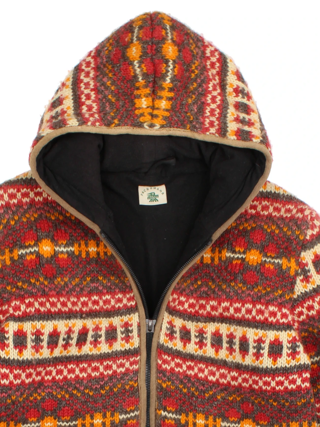 Pachamama Fair Isle Hooded Cardigan (Size M) - VintageFolk