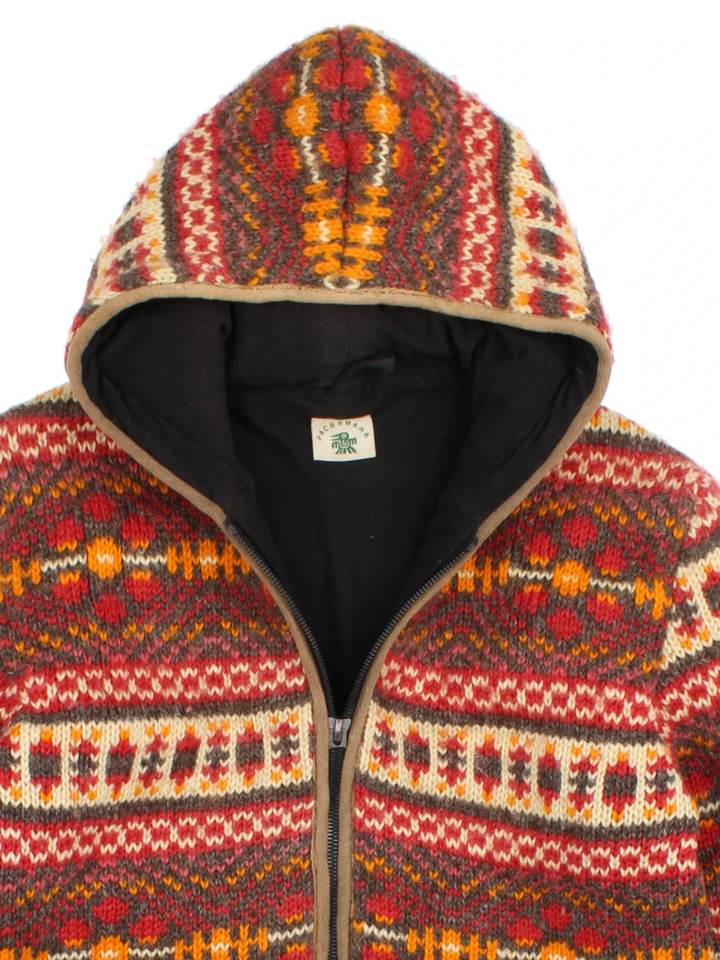 Pachamama Fair Isle Hooded Cardigan (Size M) - VintageFolk