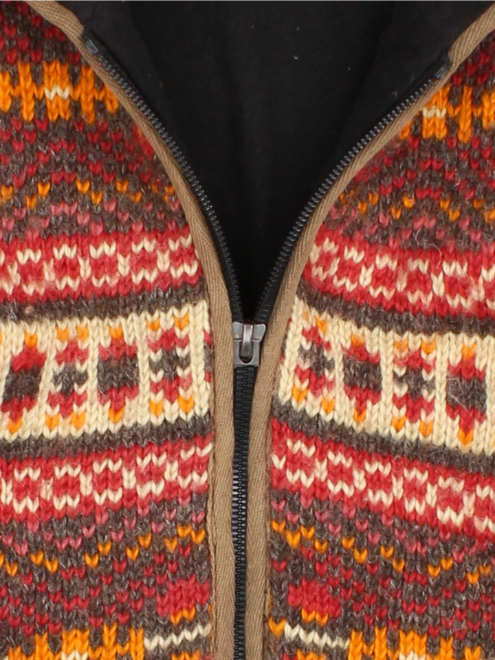 Pachamama Fair Isle Hooded Cardigan (Size M) - VintageFolk