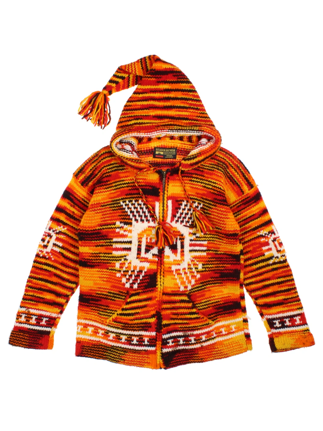 Ecuadorian Wool Hoodie Cardigan (Size S) - VintageFolk