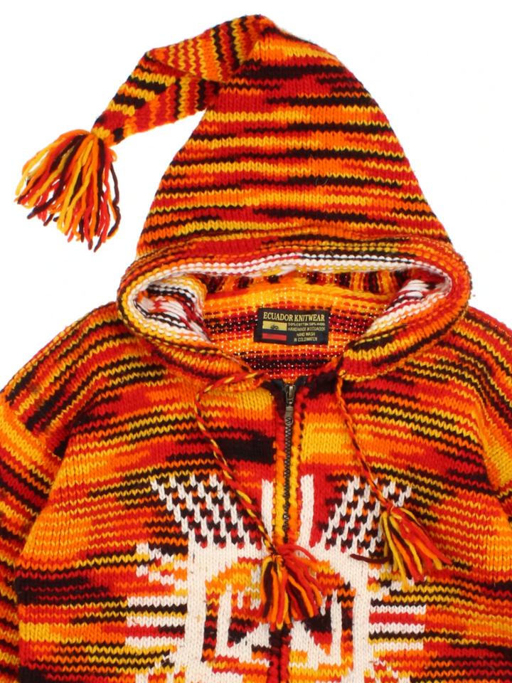 Ecuadorian Wool Hoodie Cardigan (Size S) - VintageFolk