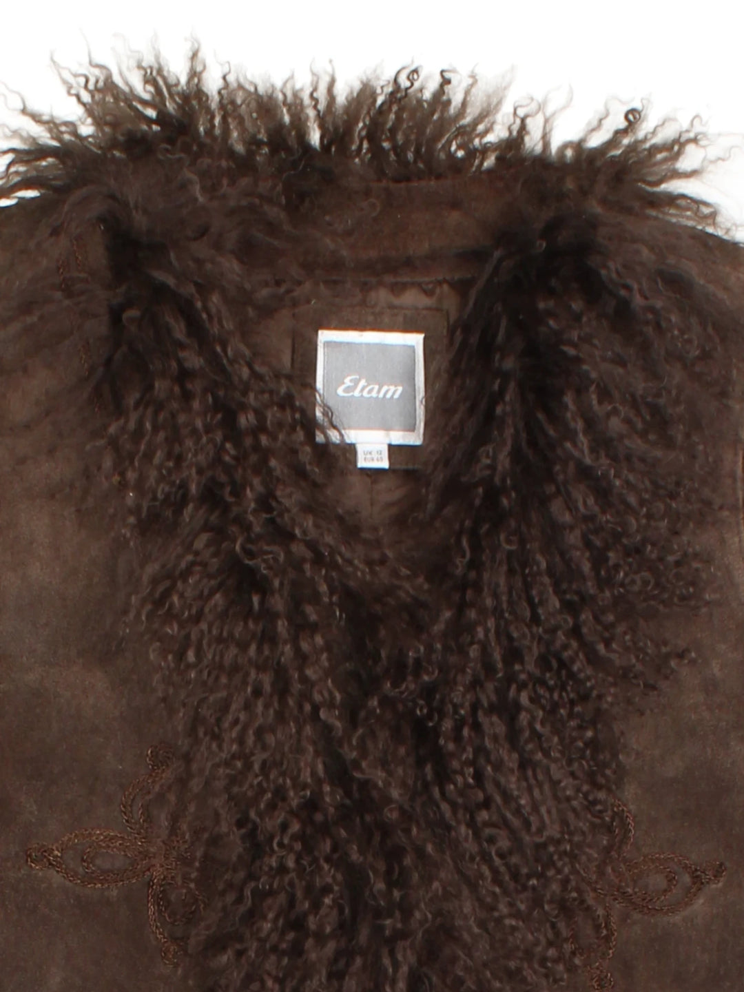 Embroidered Mongolian Suede Gilet (Size XS) - VintageFolk