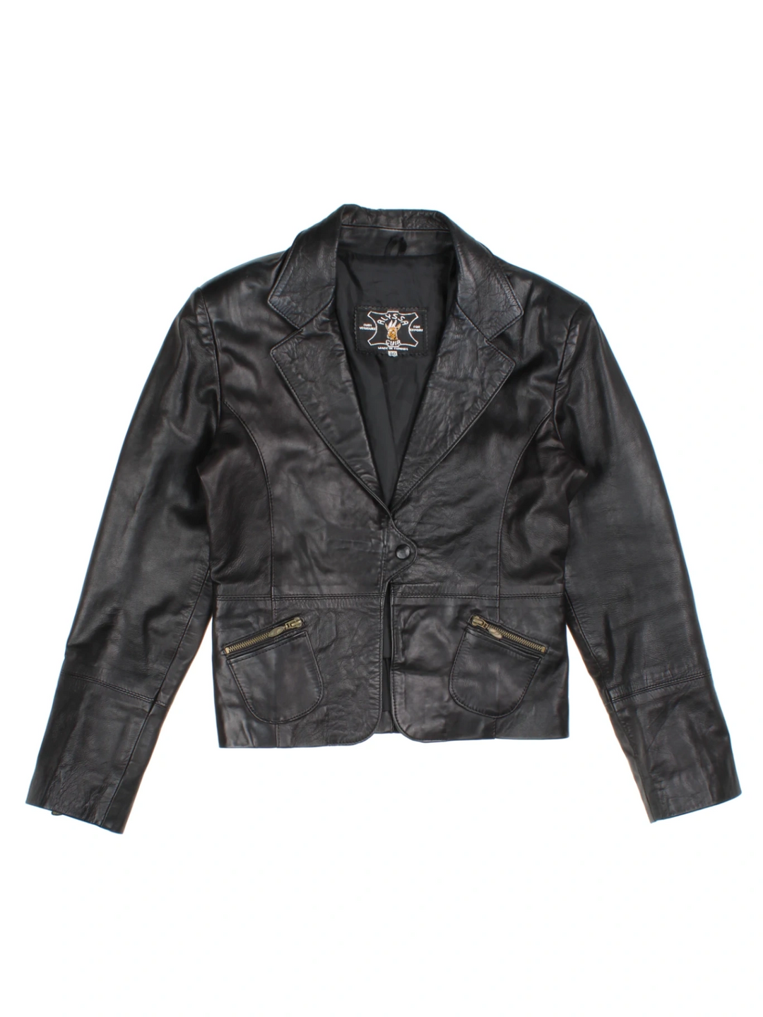 Y2K Leather Jacket (Size XS) - VintageFolk