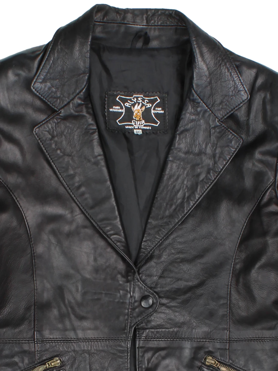 Y2K Leather Jacket (Size XS) - VintageFolk