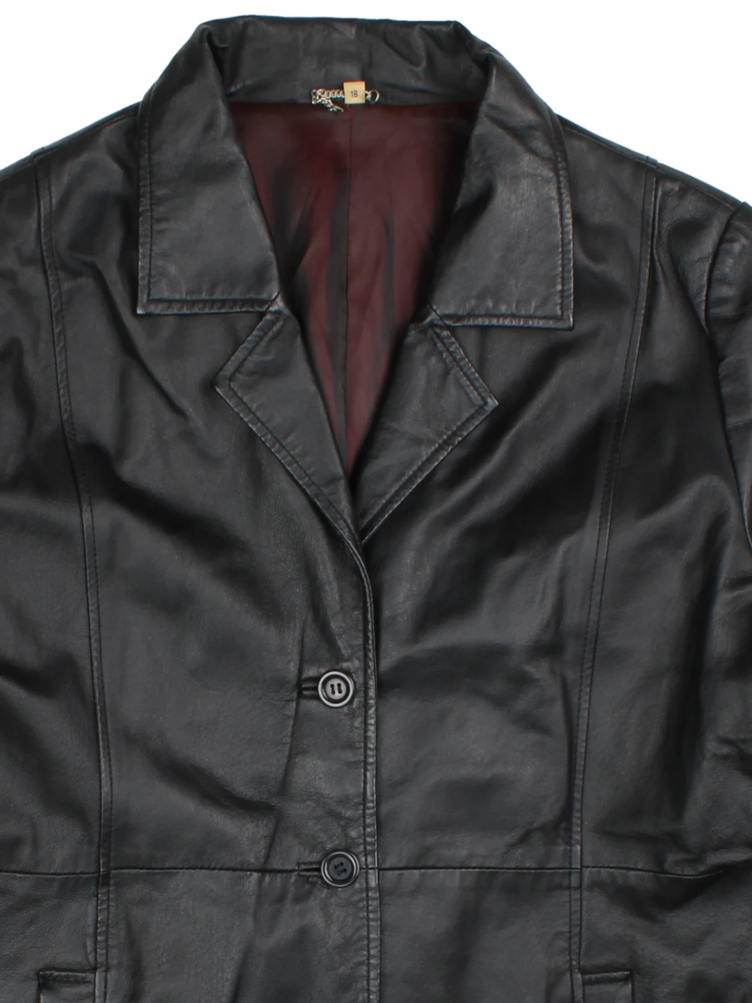 Y2K Leather Trench Coat (Size M) - VintageFolk