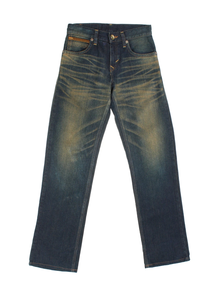 Y2K Edwin Leather Patch Jeans (Size M)