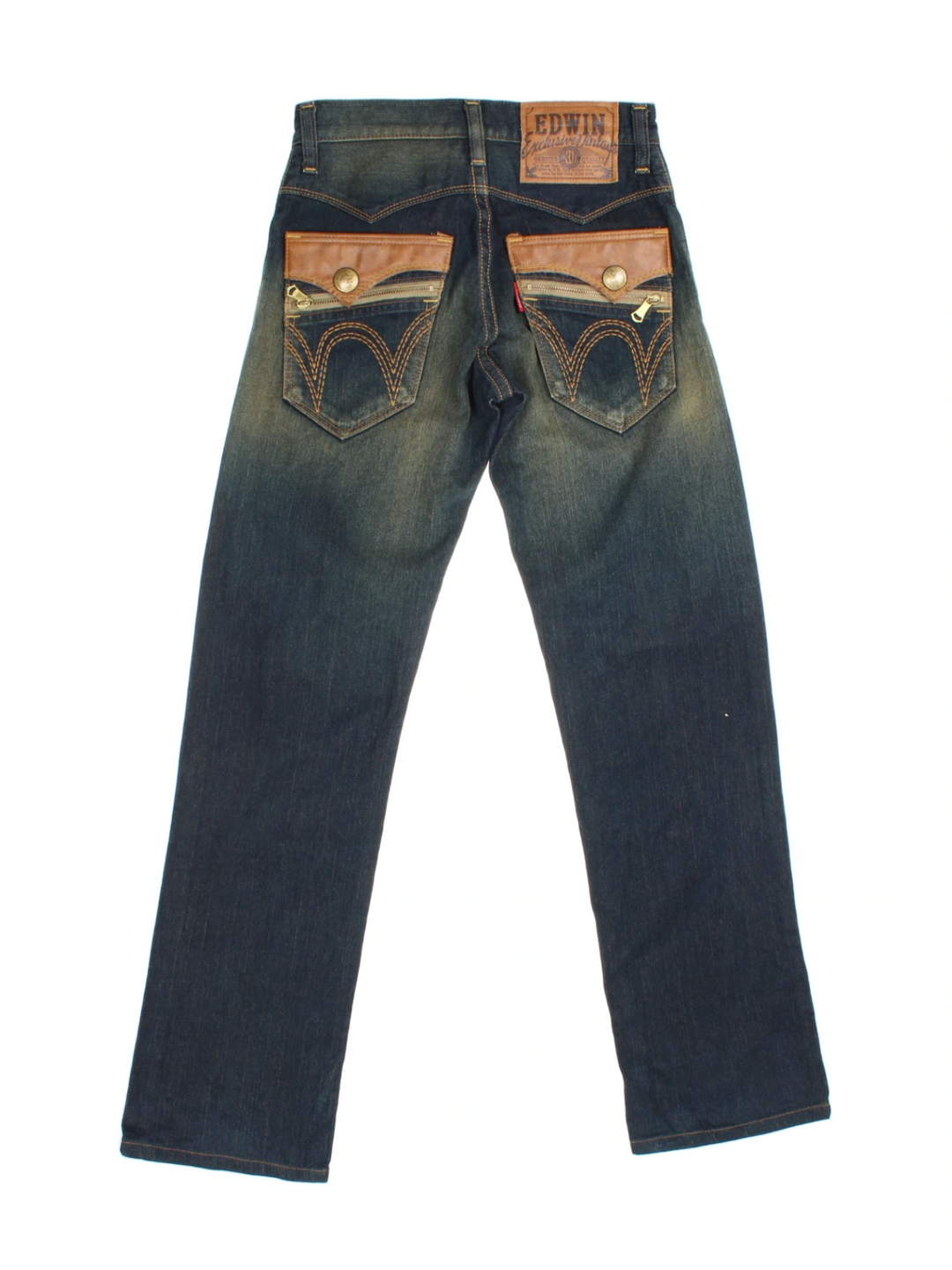 Y2K Edwin Leather Patch Jeans (Size M)