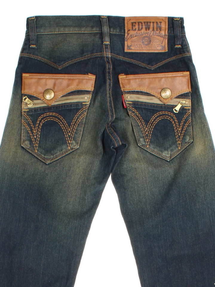 Y2K Edwin Leather Patch Jeans (Size M)