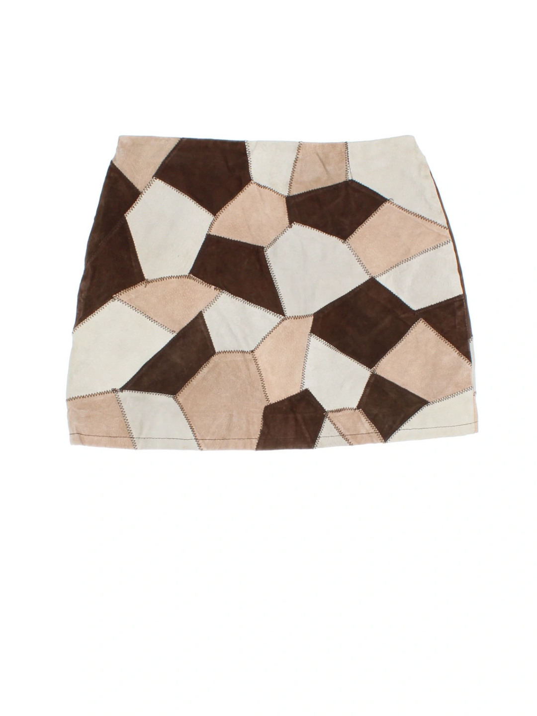 90's New Look Suede Patchwork Skirt (Size XL) - VintageFolk