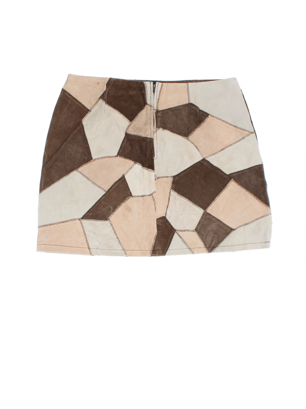 90's New Look Suede Patchwork Skirt (Size XL) - VintageFolk