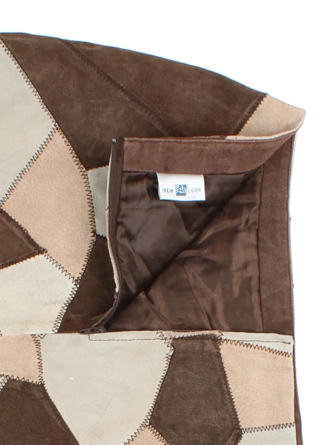 90's New Look Suede Patchwork Skirt (Size XL) - VintageFolk