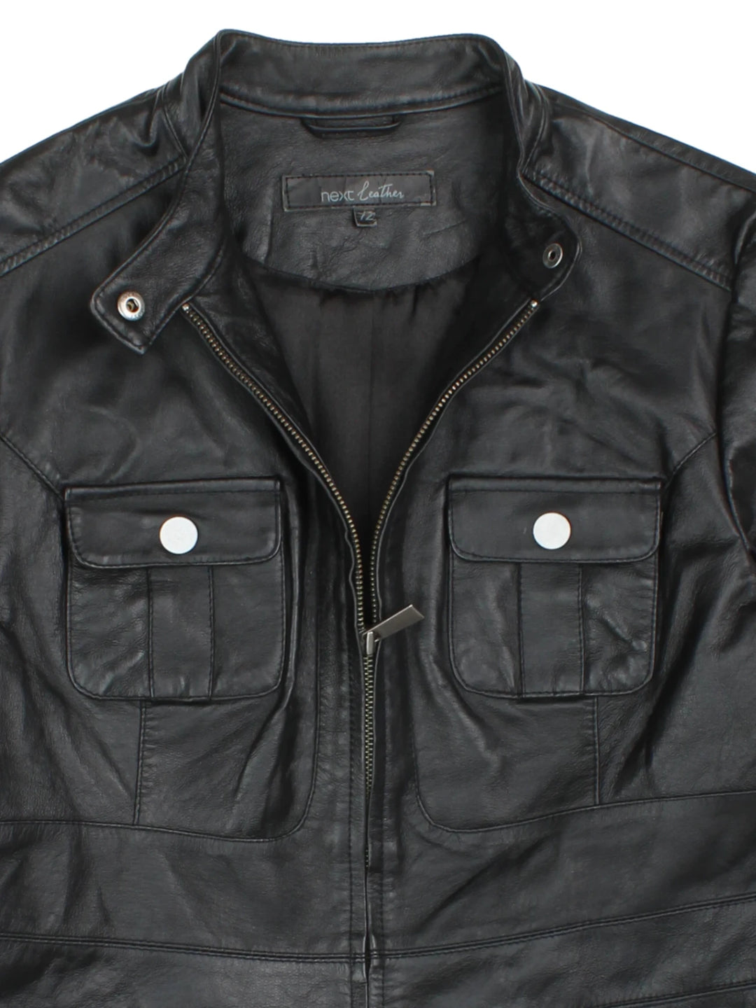Y2K Leather Biker Jacket (Size XS) - VintageFolk