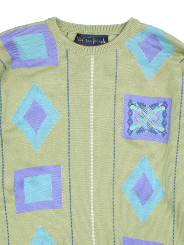 80's Pringle Geometric Pattern Jumper (Size M) - VintageFolk