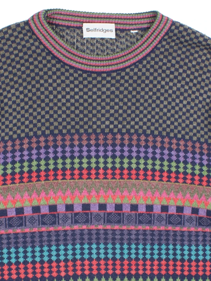 90's Selfridges Geometric Jumper (Size M) - VintageFolk