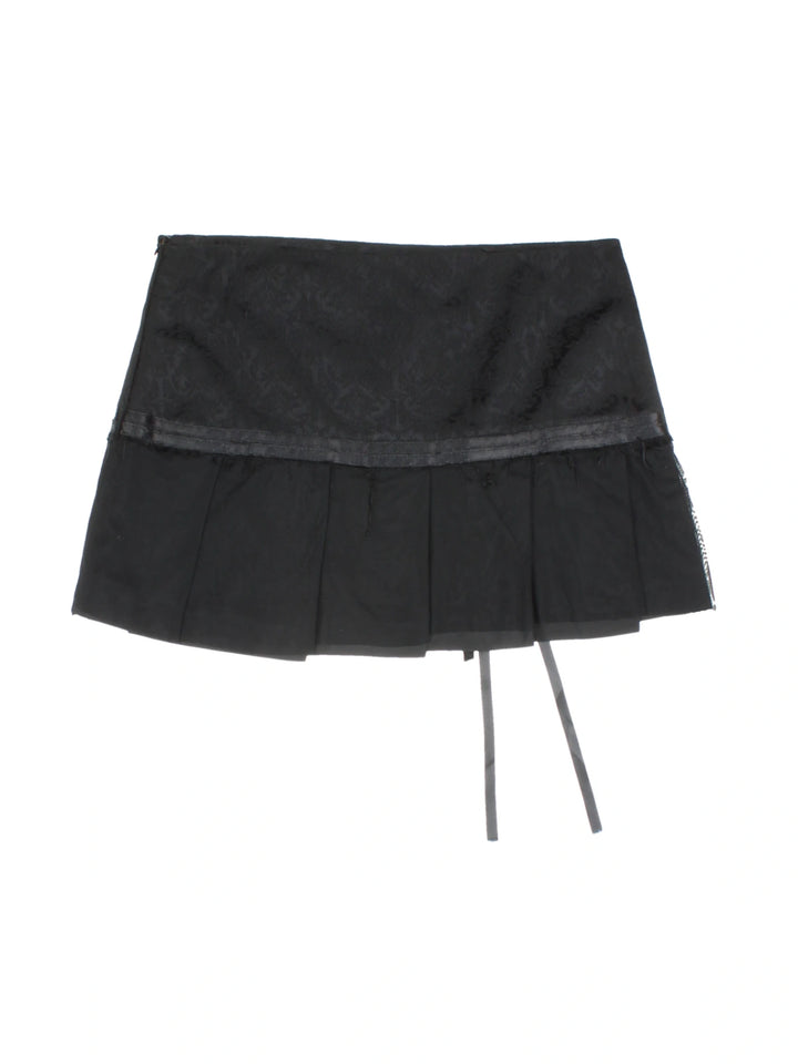 Y2K Pleated Bow Mini Skirt (Size M) - VintageFolk