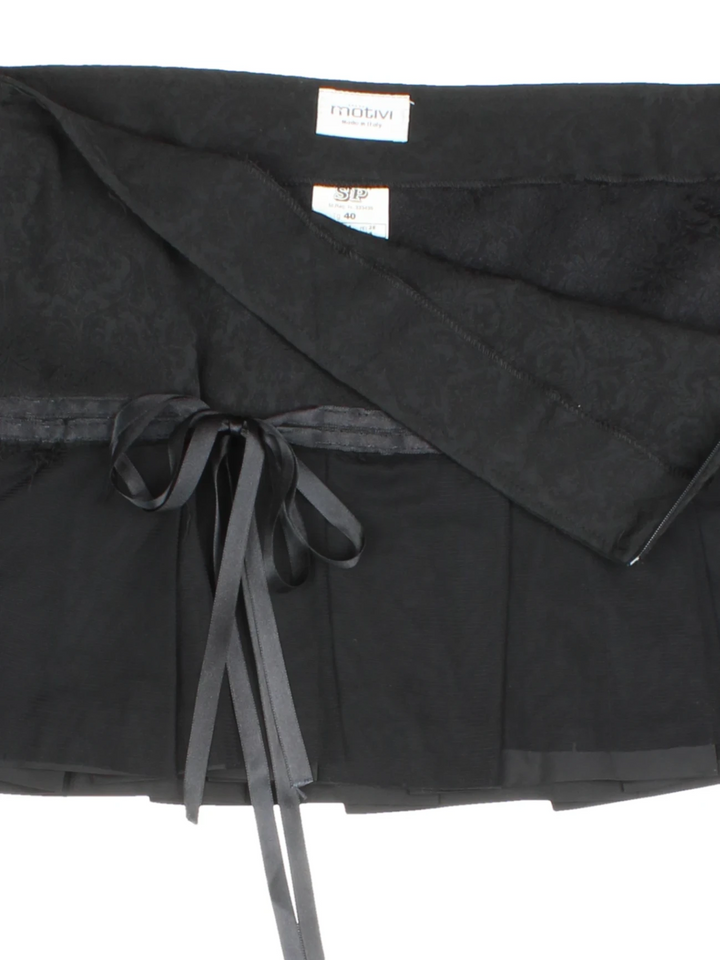 Y2K Pleated Bow Mini Skirt (Size M) - VintageFolk