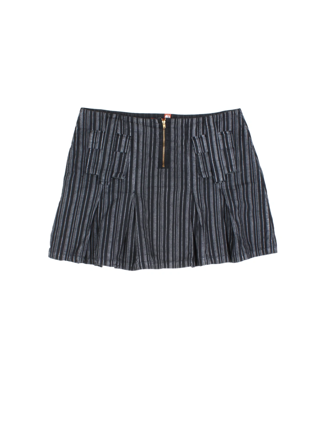 Y2K Pleated Stripe Mini Skirt (Size L) - VintageFolk