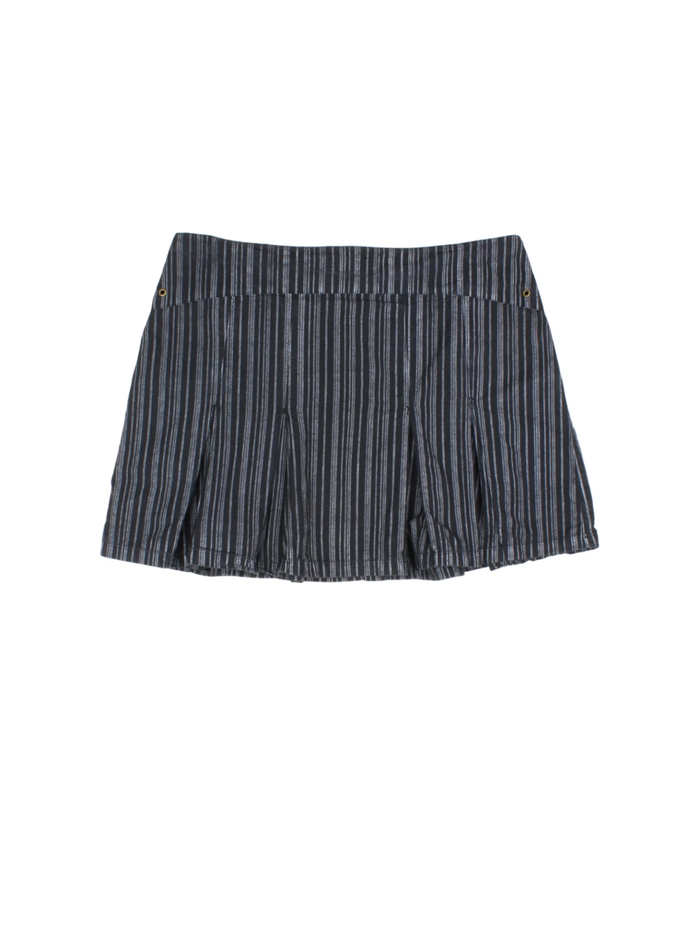Y2K Pleated Stripe Mini Skirt (Size L) - VintageFolk