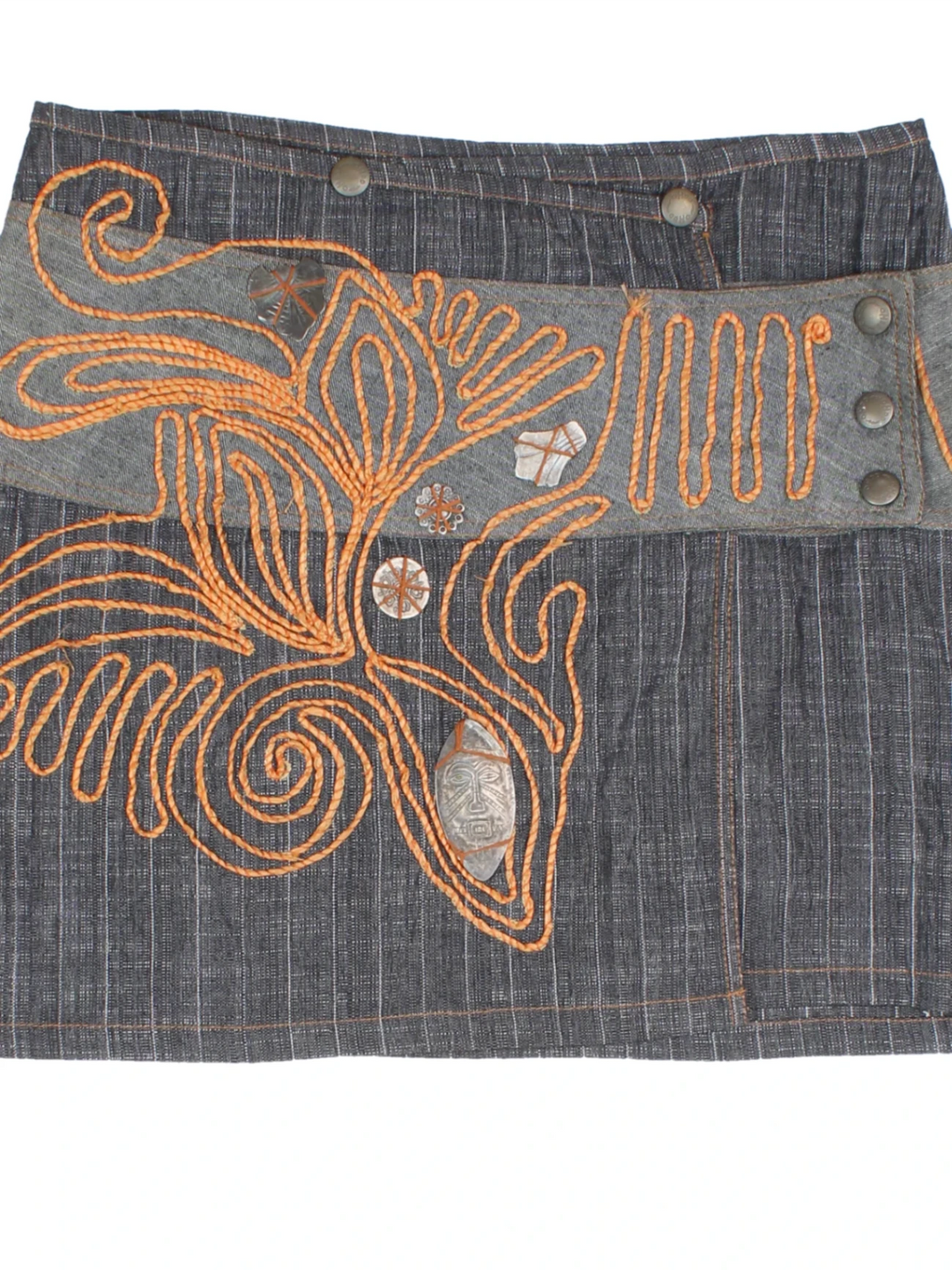Y2K Save The Queen Embroidered Mini Skirt (Size L) - VintageFolk