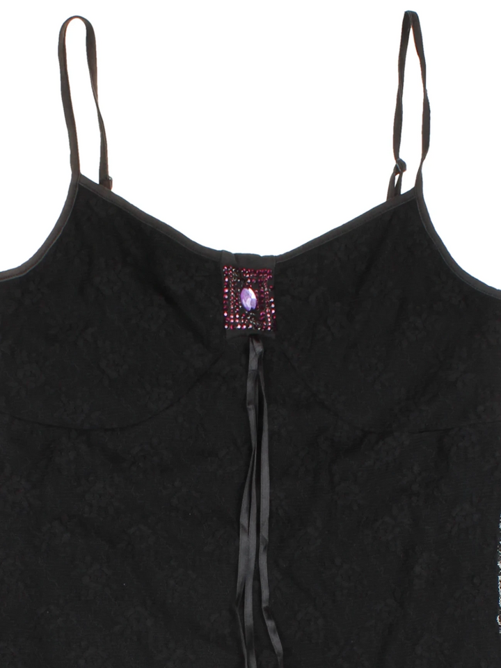 Y2K Lace Layered Vest Top (Size S) - VintageFolk