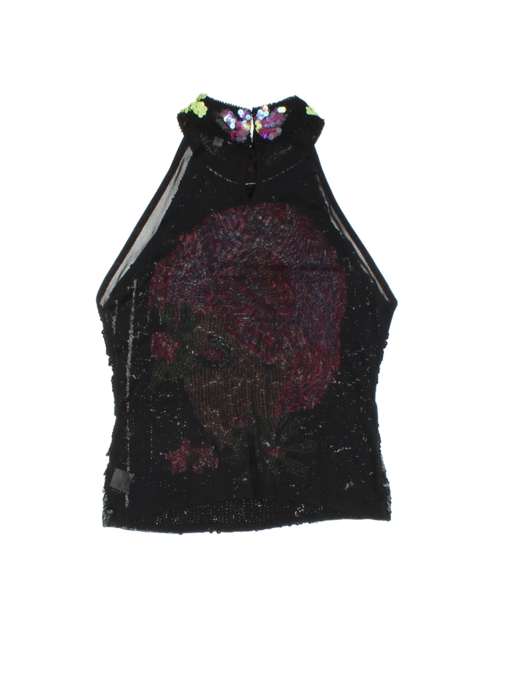 Y2K Sequin Face Detail Top (Size S) - VintageFolk