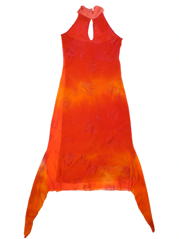 Y2K Embroidered Beaded Midi Dress (Size S) - VintageFolk