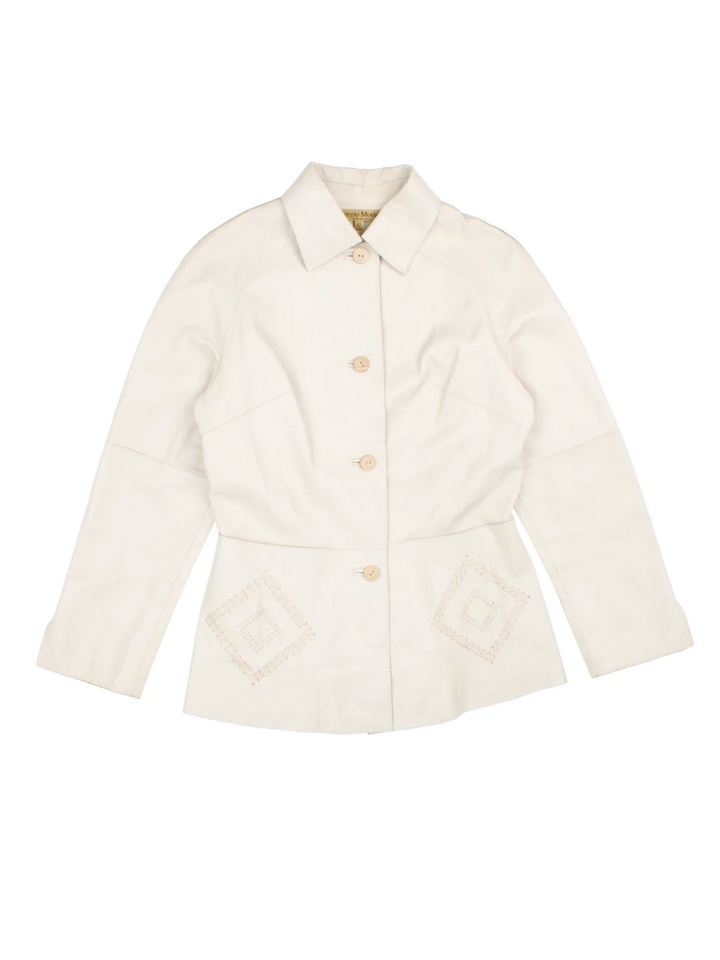 90's Braided Leather Jacket (Size S) - VintageFolk