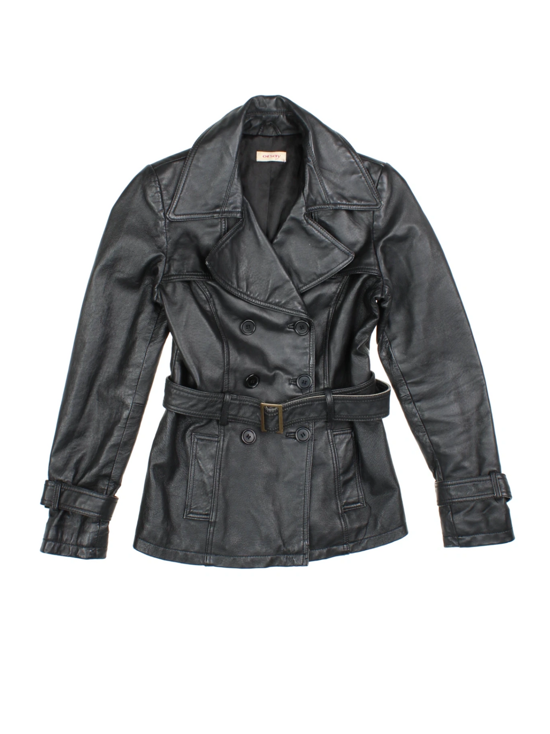 Leather Trench Coat (Size XS) - VintageFolk