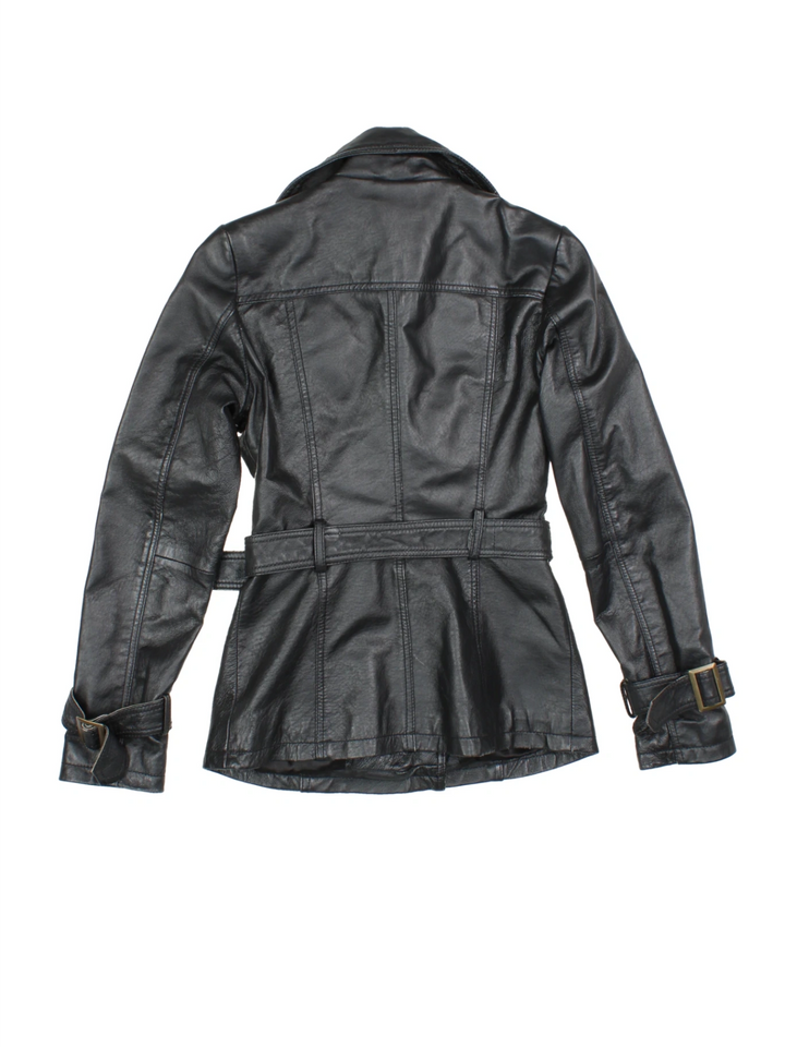 Leather Trench Coat (Size XS) - VintageFolk