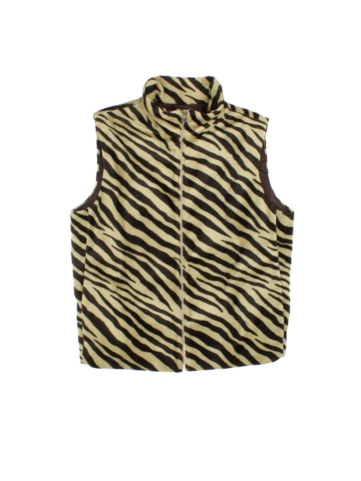 Y2K Animal Print Short Faux Fur Gilet (Size S)
