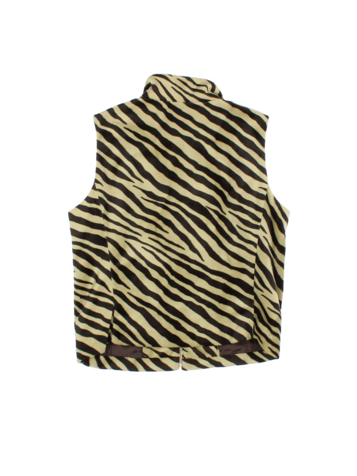 Y2K Animal Print Short Faux Fur Gilet (Size S)