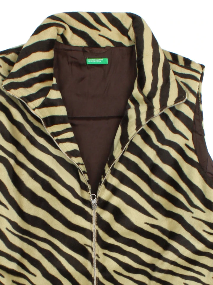 Y2K Animal Print Short Faux Fur Gilet (Size S)