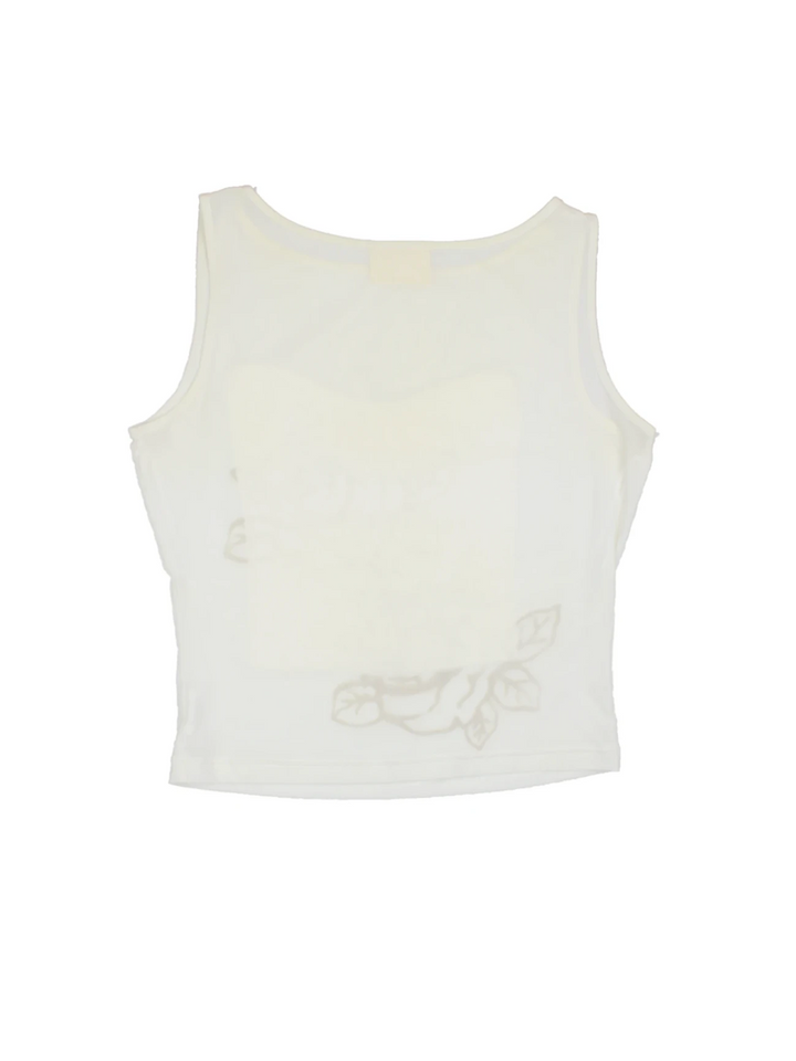 Y2K Floral Embellished Top (Size L) - VintageFolk