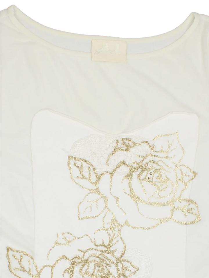 Y2K Floral Embellished Top (Size L) - VintageFolk