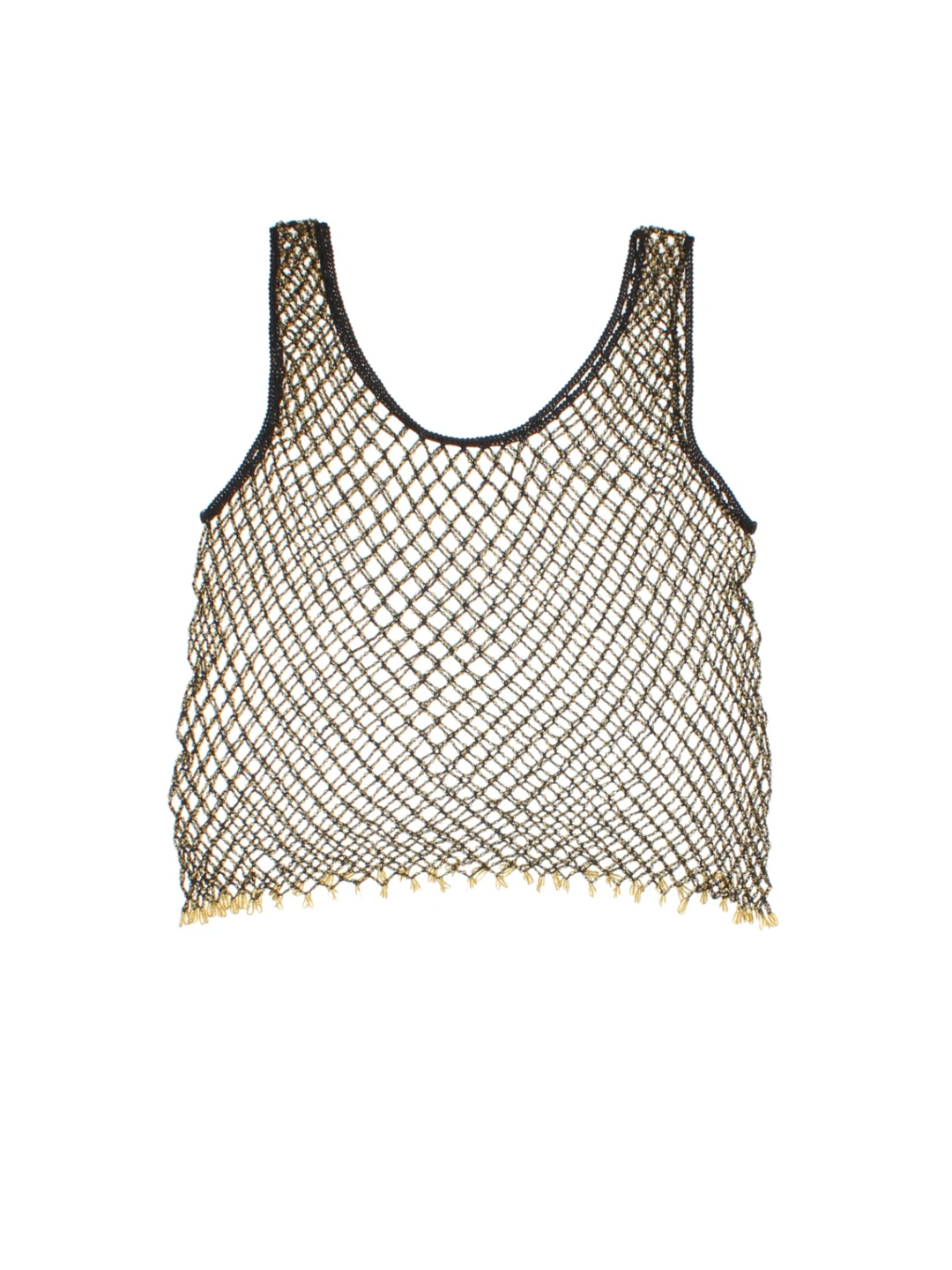 Y2K Beaded Fish Net Top (Size XS) - VintageFolk