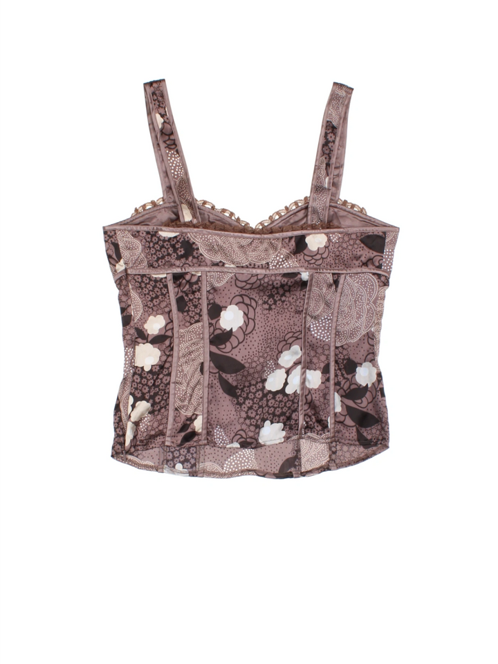 Y2K Silk Corset Top (Size XS) - VintageFolk