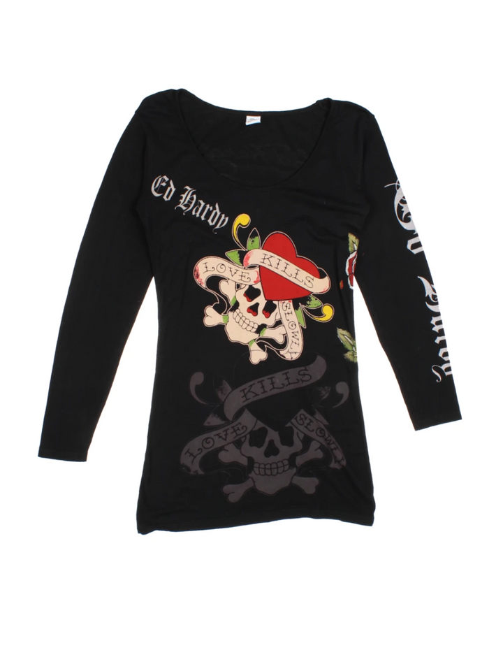 Y2K Ed Hardy Love Kills Top (Size S) - VintageFolk