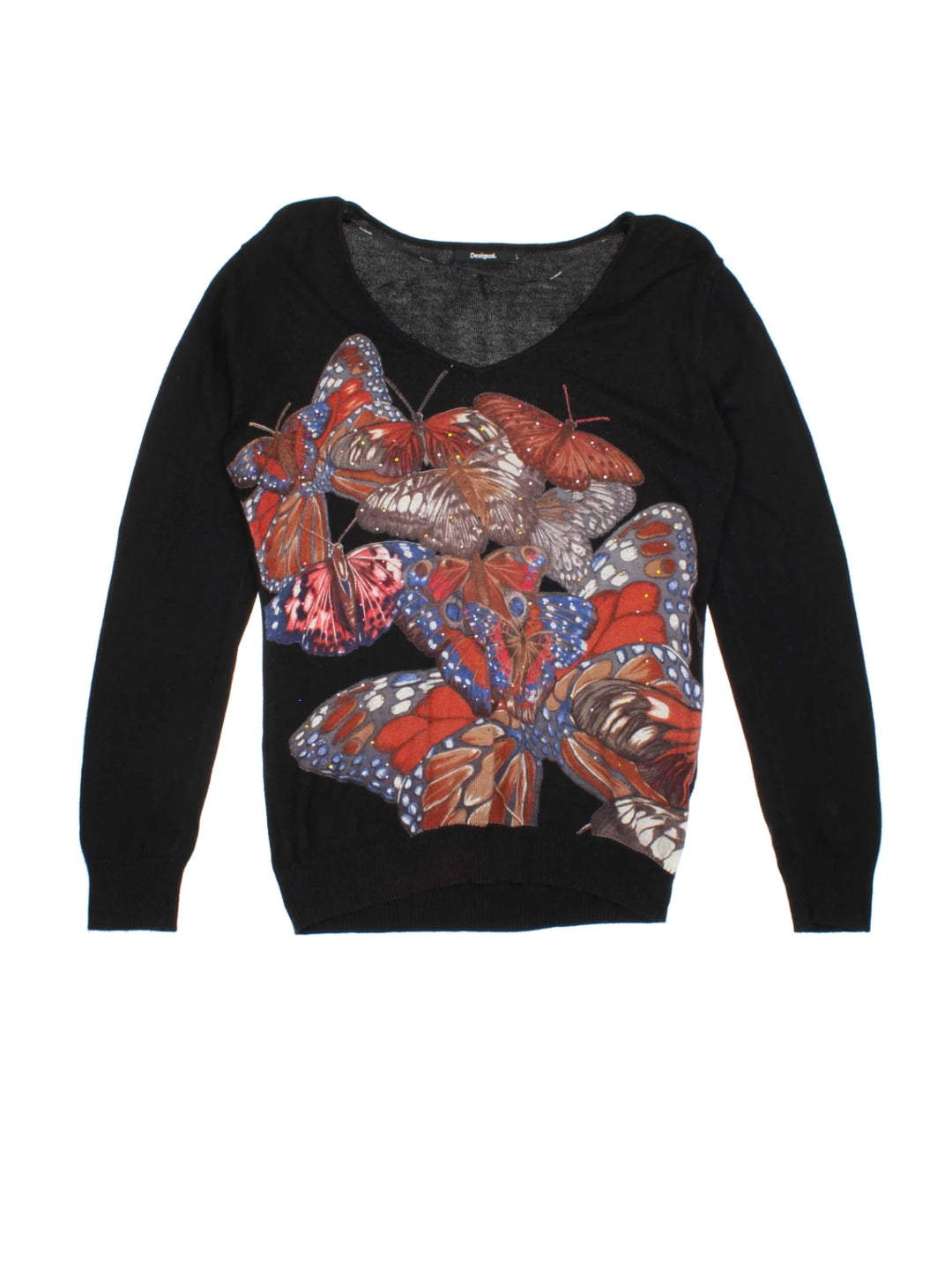 Y2K Desigual Butterfly Jumper (Size L) - VintageFolk