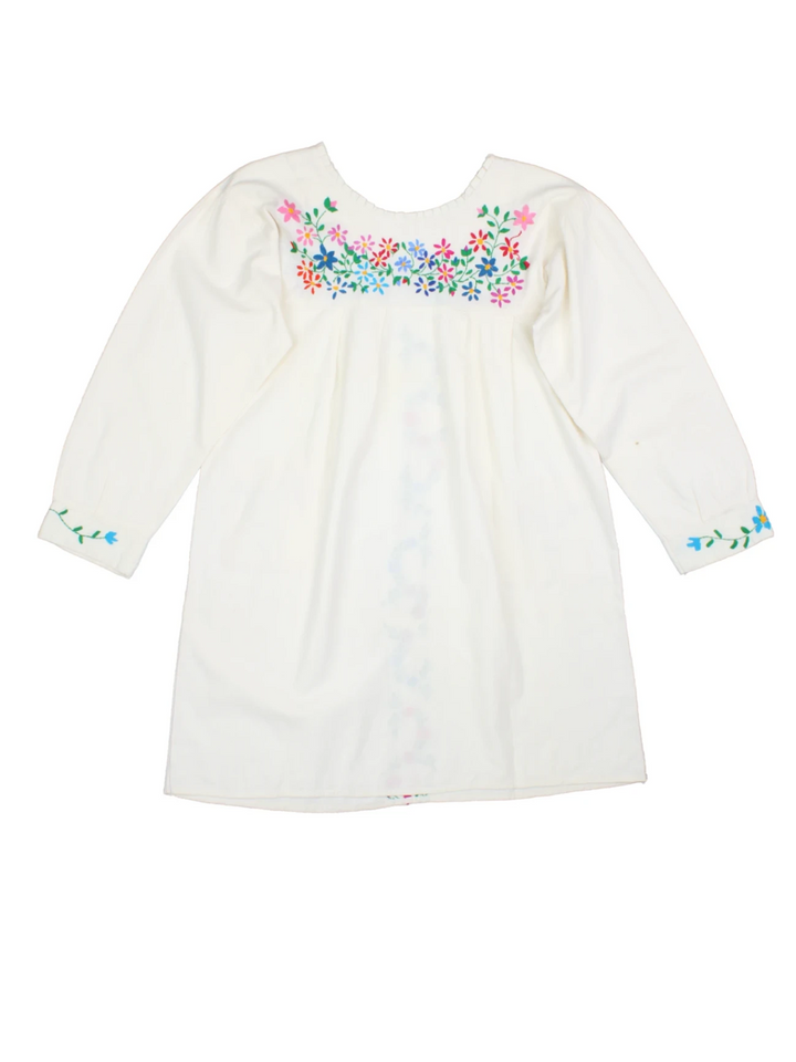 70's Embroidered Smock Mini Dress (Size S) - VintageFolk