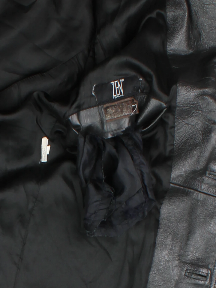 90's Leather Trench (Size M) - VintageFolk