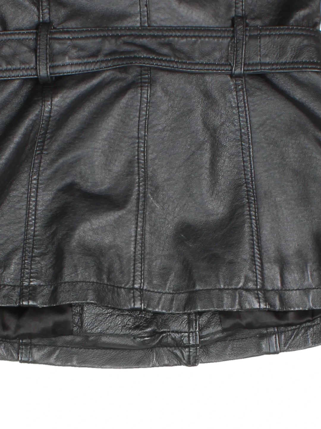 Y2K Leather Trench (Size XS) - VintageFolk