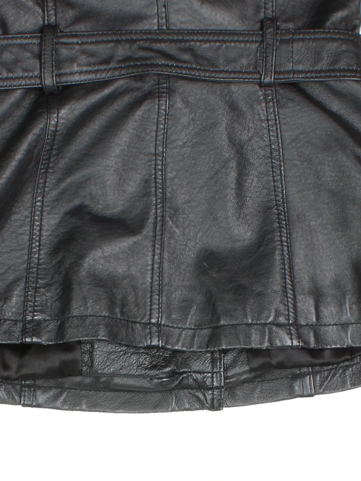 Y2K Leather Trench (Size XS) - VintageFolk