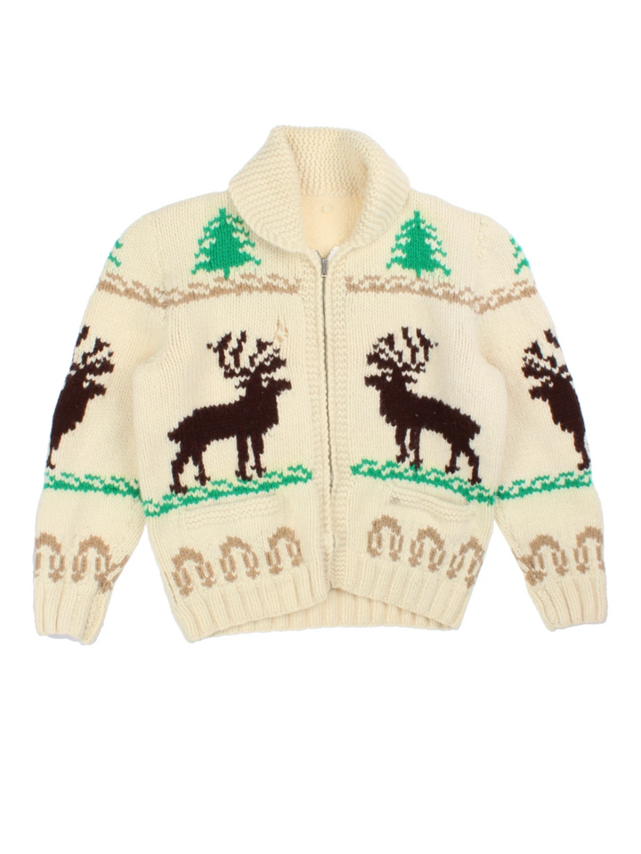 70's Hand Knit Cowichan Cardigan (Size M) - VintageFolk