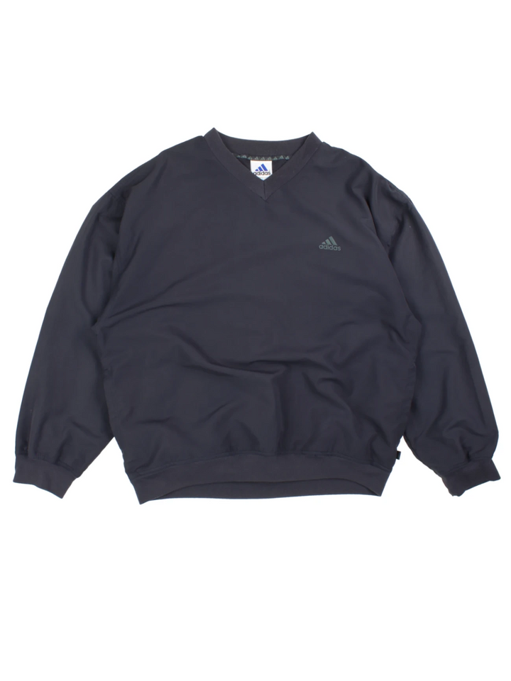 90's Adidas V Neck Drill Top (Size XL) - VintageFolk