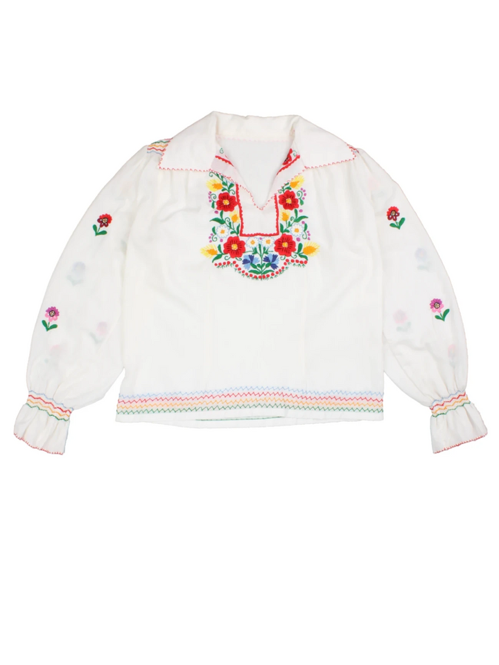70's Hungarian Embroidered Blouse (Size M)