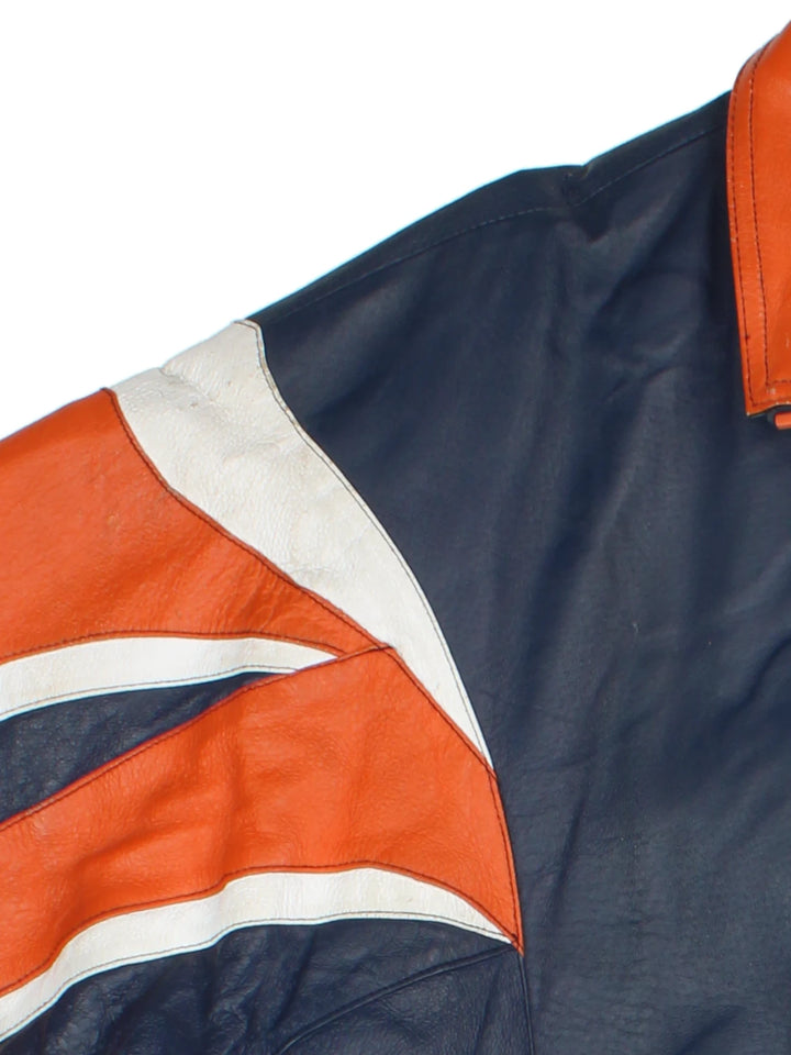 90's NFL Denver Broncos Leather Varsity Jacket (Size XL)