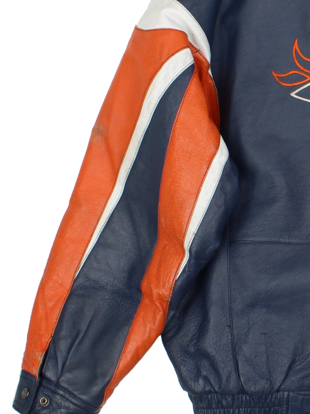 90's NFL Denver Broncos Leather Varsity Jacket (Size XL)