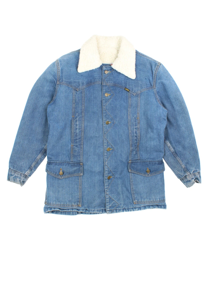 70s Lee Storm Rider Sherpa Lined Denim Jacket (Size L)