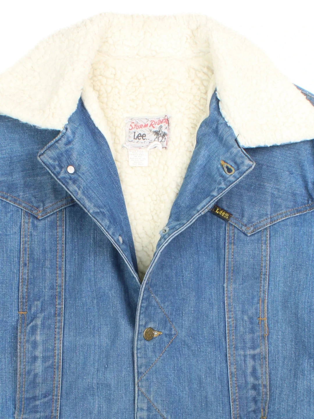 70s Lee Storm Rider Sherpa Lined Denim Jacket (Size L)
