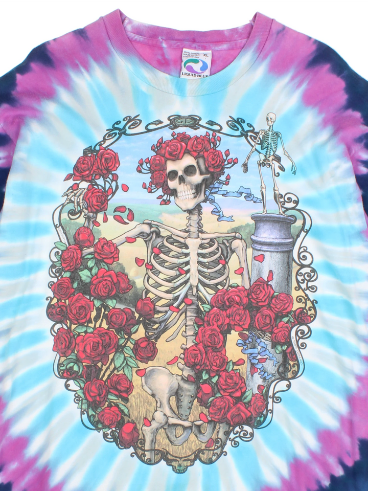 1995 Grateful Dead 30th Anniversary Liquid Blue T-Shirt (Size L) - VintageFolk